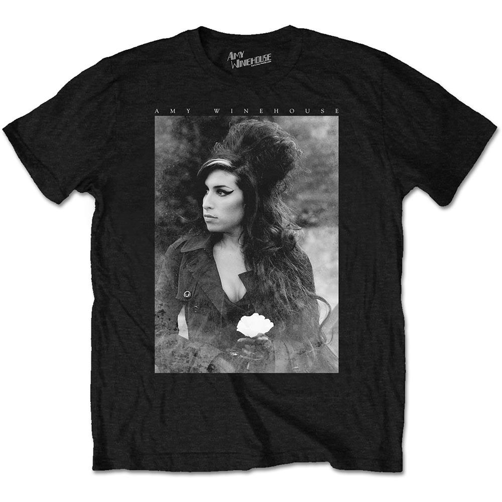 Amy Winehouse - Flower Portrait Herren TShirt - Schwarz